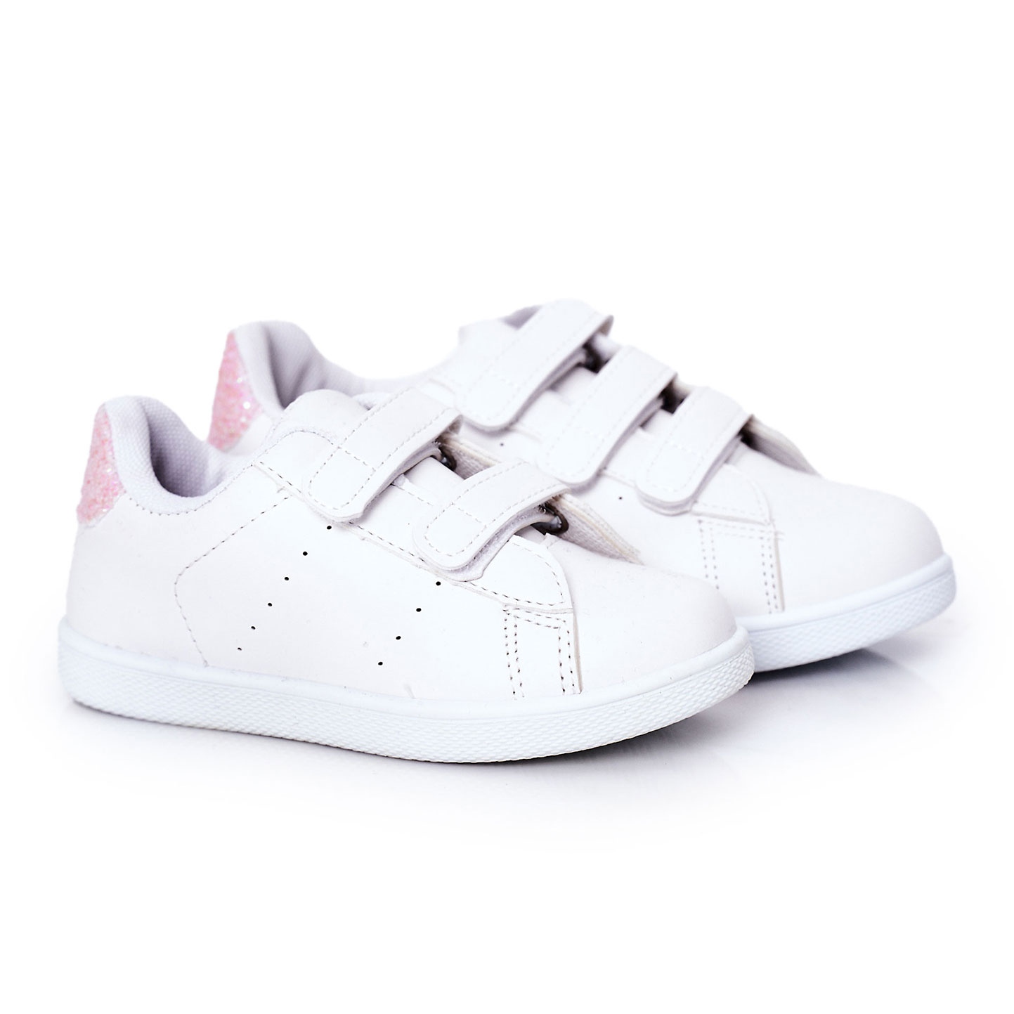 BM Børnesneakers med velcro hvid og lyserød sød pige -