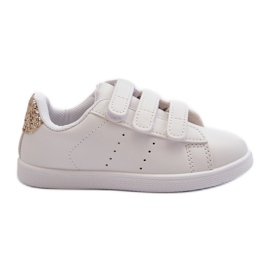 Børnesneakers med velcro hvid og guld sød pige