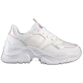 Weide Eco Leather Snake Print Sneakers hvid