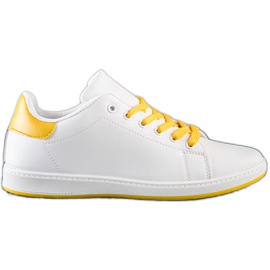 SHELOVET Hvide sneakers med Eco Leather gul