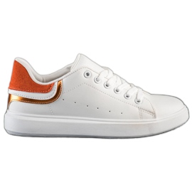 SHELOVET Sneakers med orange indsats hvid