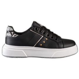 SHELOVET Eco læder sneakers sort