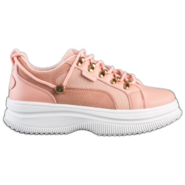 SHELOVET Lyserøde sneakers på platformen