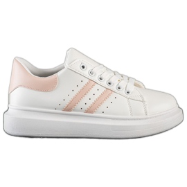 SHELOVET Klassiske sneakers med striber hvid