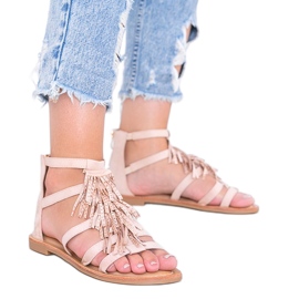 Beige sandaler med Noronha frynser
