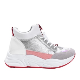 Hvide sneakers på en tyk Cassadi sål sølv flerfarvet