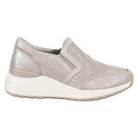Goodin Læder Sneakers Med Glitter beige