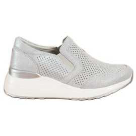 Goodin Læder Sneakers Med Glitter grå