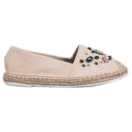 Gogo Espadriller med krystaller beige