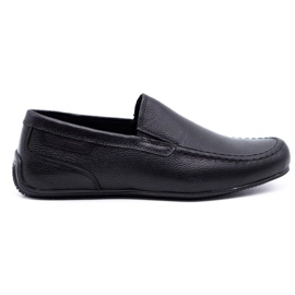 Polbut Mænds læder loafers 2105 sort korn