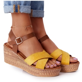 Gule sandaler på kile S.Barski GD-38 brun