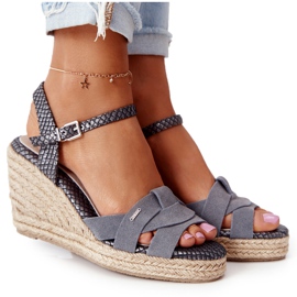 Læder Wedge Sandaler Big Star HH274378 Sølv grå