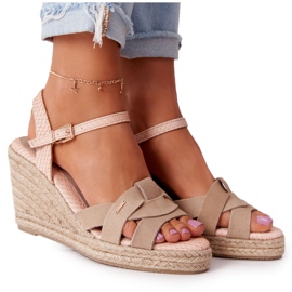 Læder Wedge Sandaler Big Star HH274380 Beige