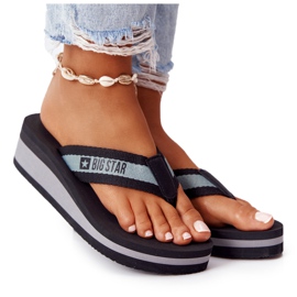 Kvinders flip-flops på kilen Big Star HH274A096 Sort grå
