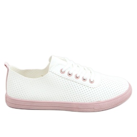 Dame snørebånd, hvide og lyserøde LA44 Pink