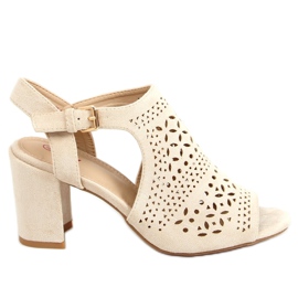 Beige åbnede sandaler med høje hæle 429-10 Beige