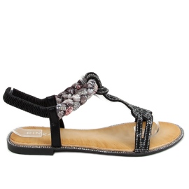 Sorte sandaler med cubic zirconias JN11-10 Sort