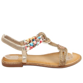 Sandaler med gyldne cubic zirconias JN11-10 Gold gylden