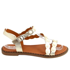 Sandaler med perler 55-55 Guld gylden
