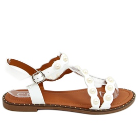 Sandaler med hvide perler 55-55 Hvide