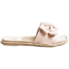 Small Swan Eco læder hjemmesko med sløjfe beige