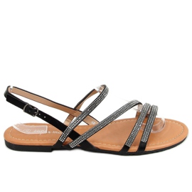 Sorte sandaler med cubic zirconias 4046 Sort