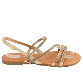 Sandaler med gyldne cubic zirconias 4046 Guld gylden