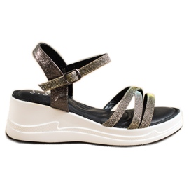 Small Swan Glitter sandaler på kile sort