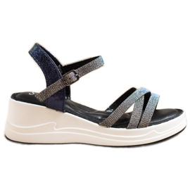 Small Swan Glitter sandaler på kile marine blå grå