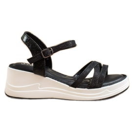 Small Swan Glitter sandaler på kile sort