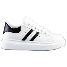 SHELOVET Klassiske sneakers med striber hvid