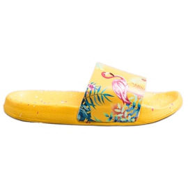 Bona Moderigtige flip-flops med en flamingo gul