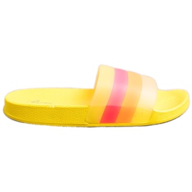 Bona Komfortable flip-flops med farverige striber gul