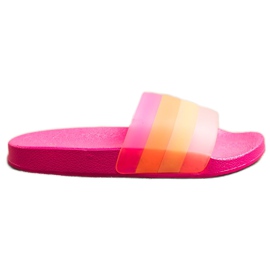 Bona Komfortable flip-flops med farverige striber lyserød