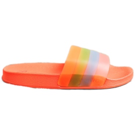 Bona Komfortable flip-flops med farverige striber orange