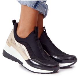 PE1 Wedge Sneakers Black and Gold City Beat sort
