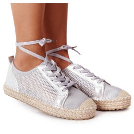 S.Barski Snøret Åbenwork Espadrilles S. Barski L17704 Sølv