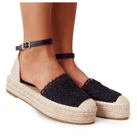 Blonder Espadrilles På En Flettet Sort Larissa Platform beige
