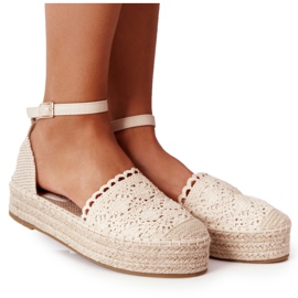 Blonde Espadrilles på en flettet beige platform Larissa