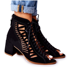 Suede Openwork Støvler Maciejka Rød 04040-01 Sort
