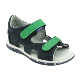 Læderdrenge Sandaler til velcro Mazurek 314 Navy-Green blå