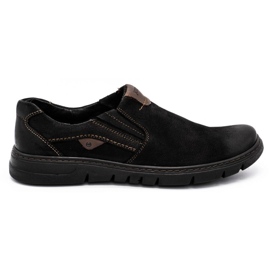 Joker Mænds læder-slip-on-sko 507J sort nubuck