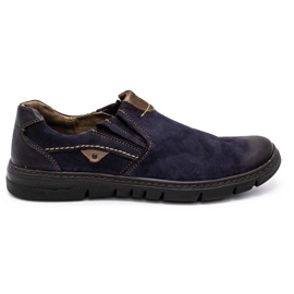 Joker Mænds læder slip-on sko 507J marineblå