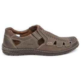 Joker Mænds sommerlædersko, slip-on 500J oliven grøn