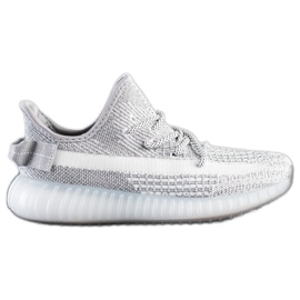 SHELOVET Tekstil sneakers på platformen sølv grå