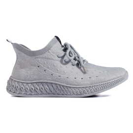 SHELOVET Grå tekstil sneakers