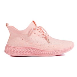 SHELOVET Lyserøde tekstilsneakers