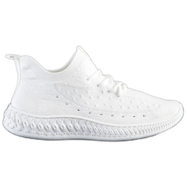 SHELOVET Hvide tekstil sneakers