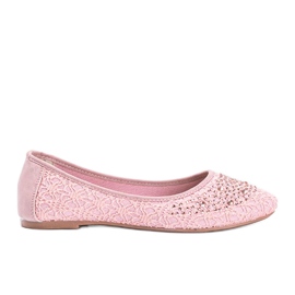 Pink ballerinaer med blondekanter med East Side cubic zirconia lyserød
