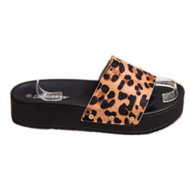 Bona Leopard Print Platform Hjemmesko brun
